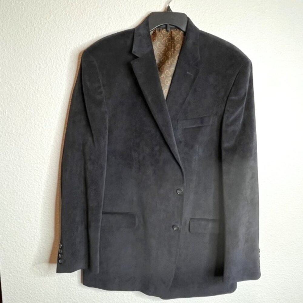 Chaps Men's 46L Black Corduroy Blazer Sport Coat Suit Jacket